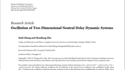 Oscillation of Two-Dimensional Neutral Delay Dynamic Systems featured image