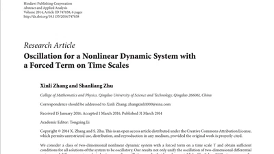 Oscillation for a Nonlinear Dynamic System with a Forced Term on Time Scales featured image